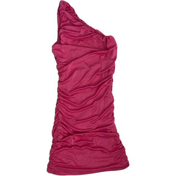 Flirty Pink Asymmetrical Mini Dress - Picture 1 of 1